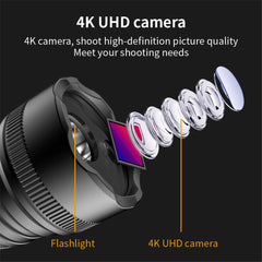 H66B 4K Ultra HD Bike Helmet Camera Waterproof Video Flashlight Camcorder with 120-degree Wide Angle - TechGearPal