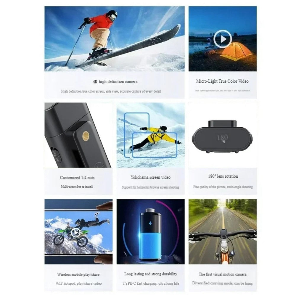 LK2313 Outdoor Sports Cycling WIFI Camera 180 Degree Rotatable Lens IP65 Waterproof HD Action Camera with Back Clip - TechGearPal