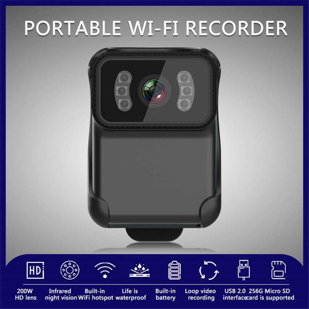CS02 Portable 1080P Waterproof Full HD WiFi Camera DV Action Camera Law Enforcement Night Vision Video Recorder - TechGearPal