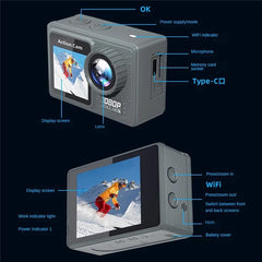 F502AA-G 2 Inch Wide Angle 1080P HD WiFi Action Camera with 30m Waterproof Case - TechGearPal