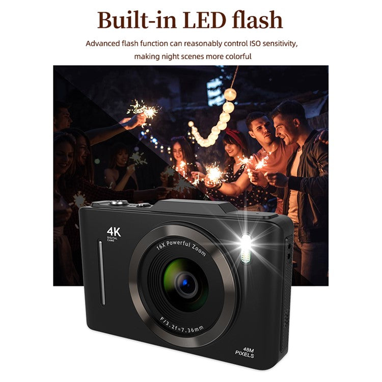 H16 2.8-inch IPS Screen Student Digital Camera 16x Zoom Anti-Shake Autofocus CCD Camer - TechGearPal