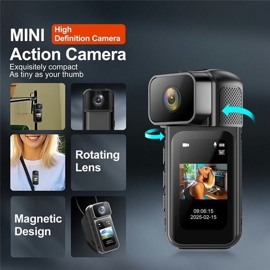S80 Thumb Camera 2.7K Ultra HD 180 Degree Rotatable Lens 1.47 Inch IPS Screen WiFi Action Camera with 32G Memory Card - TechGearPal