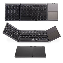 Wireless Bluetooth-Compatible Keyboard Mini Tri-Fold Keyboard with Touchpad for Tablet Phone Computer - TechGearPal